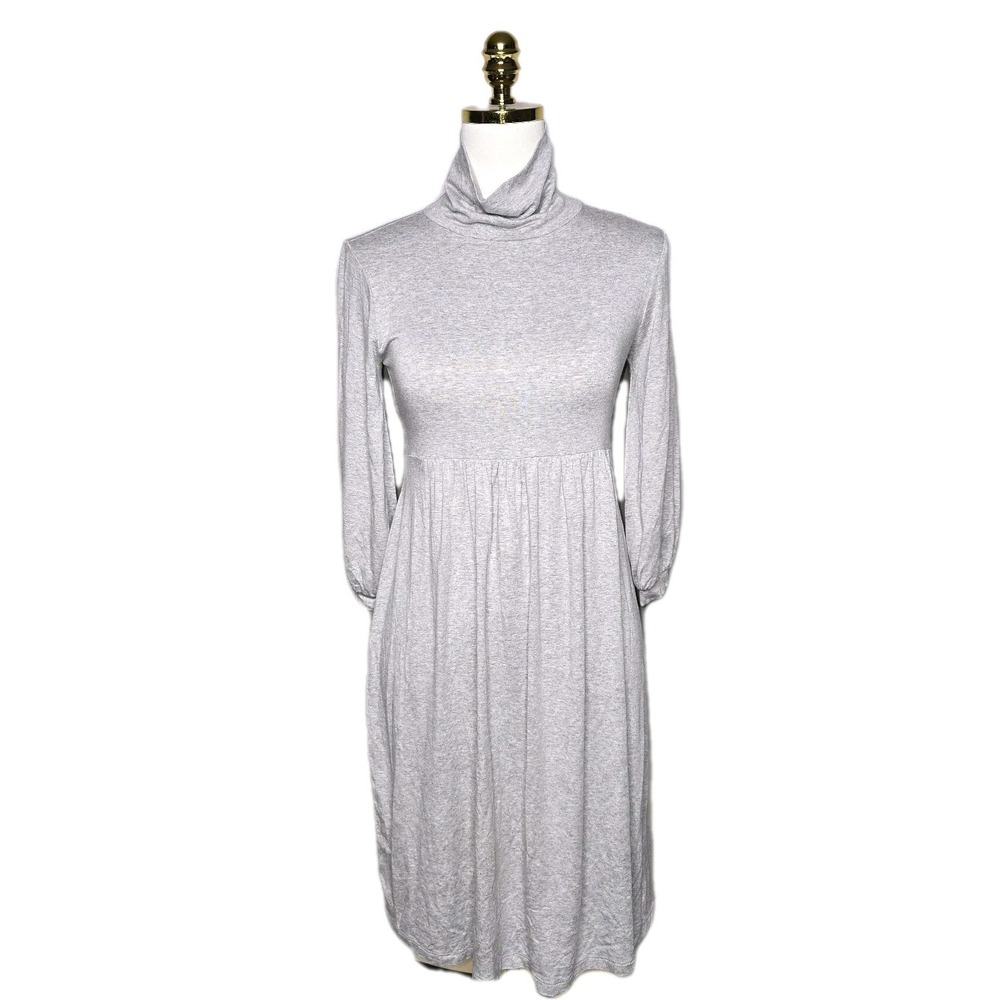 OLIAN Maternity Turtleneck Midi Dress XS Gray Tie Back Long Sleeve NWT